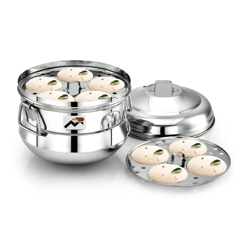 Aashita Shoppe Stainless Steel Idli Cooker with Gas Stove & Induction Compatible, 3 Plates-2.webp